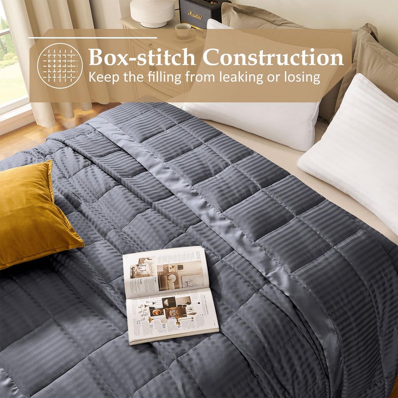 downluxe King Size Blanket with Satin Trim, Lightweight Down Alternative King Blanket for All Season, Machine Washable (Grey, 108 x 90 Inch) - Image 4